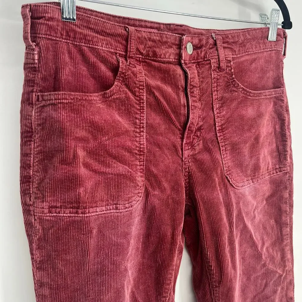 Pilcro The Icon Flare Corduroy Pants Womens 30 Burgundy Boho Low Rise